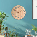 horloge murale moderne numérique bois grainé sans feuilles chambre salon