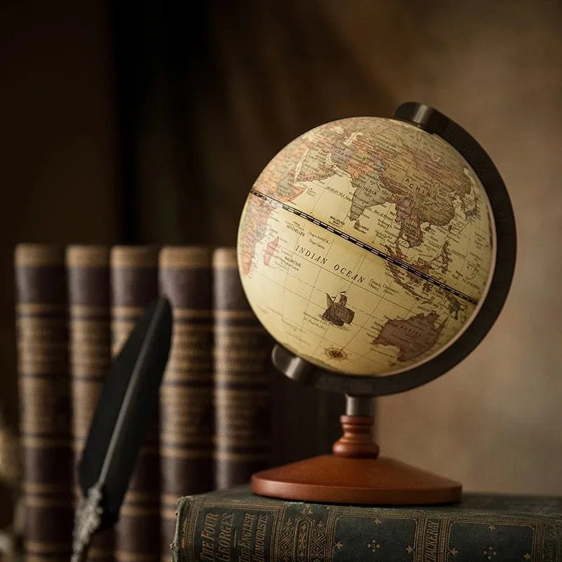 globe terrestre vintage bois carte monde décoration maison salon