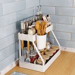 rack rangement noir moderne bouteilles nettoyants cuisine salle bain