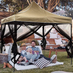 moustiquaire extérieure tente pavillon quadratique polyester traité insecticide pliante moderne beige noir imperméable anneaux