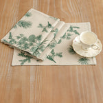 serviettes table imprimées branches oiseaux beige vert classiques respectueuses environnement pasteuriales 13x19 pouces