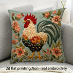 housse coussin floral coq relief rustique champêtre lit amovible lavable polyester coton motifs fleurs