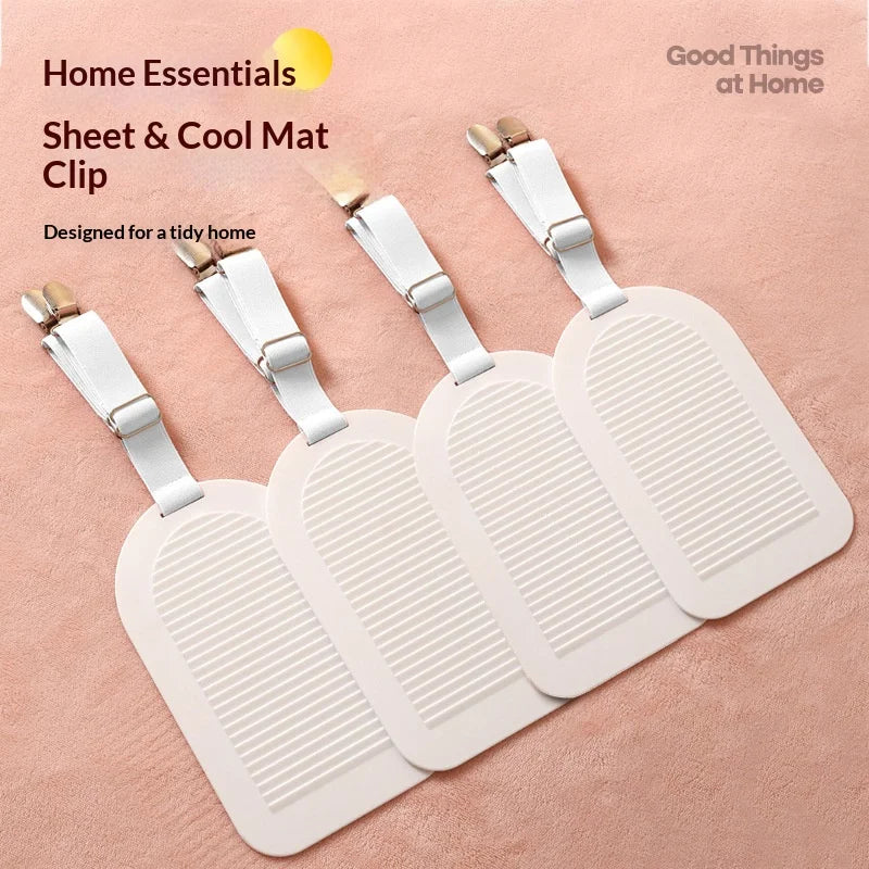 Support matelas blanc rayures clips métalliques moderne literie fixateur antidérapant abs