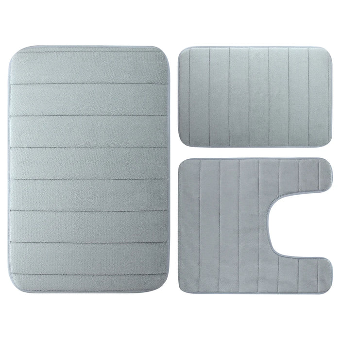 tapis bain mousse mémoire forme moderne rayures horizontales absorbant antidérapant lavable machine extra doux