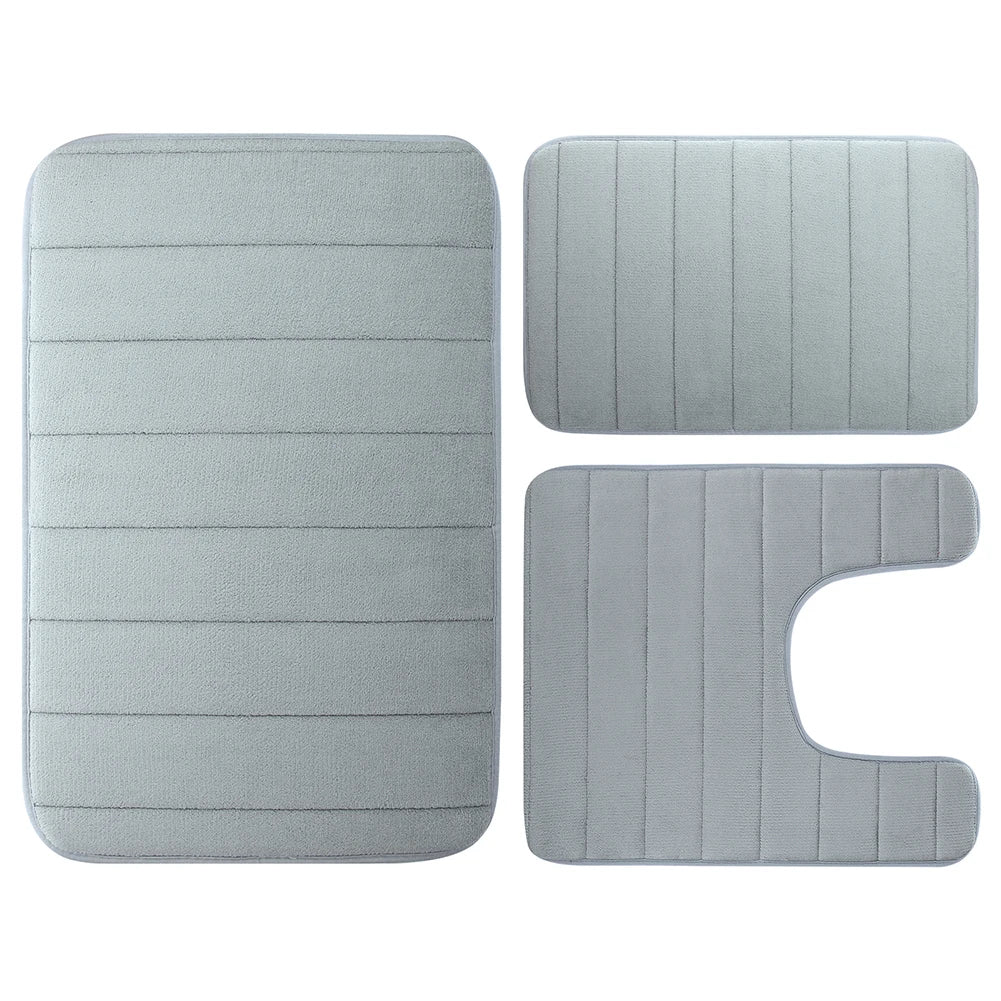 tapis bain mousse mémoire forme moderne rayures horizontales absorbant antidérapant lavable machine extra doux