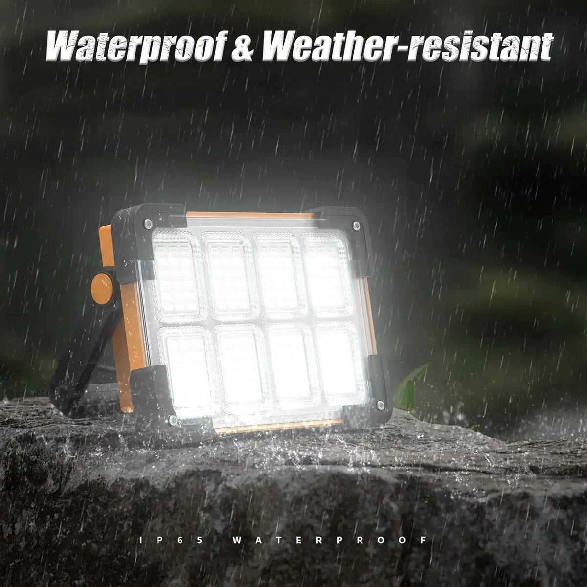 lampe travail solaire rechargeable led orange robuste poignée ajustable camping