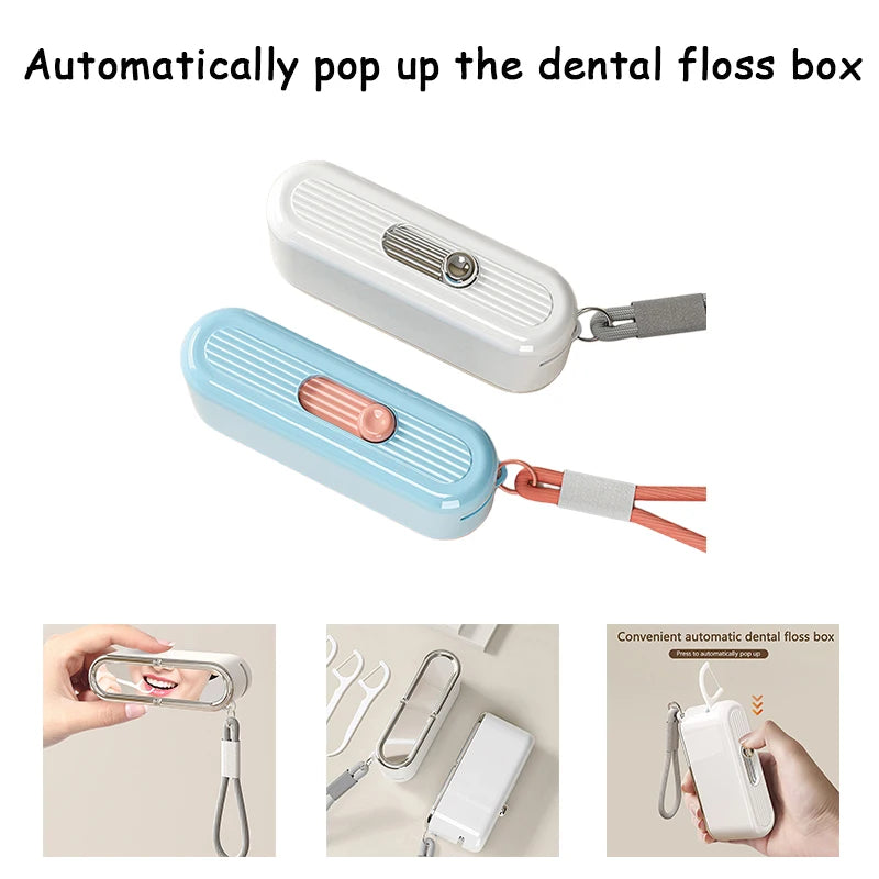 boîte fil dentaire automatique moderne blanche bleu rayures horizontales compact rechargeable jets pression soins