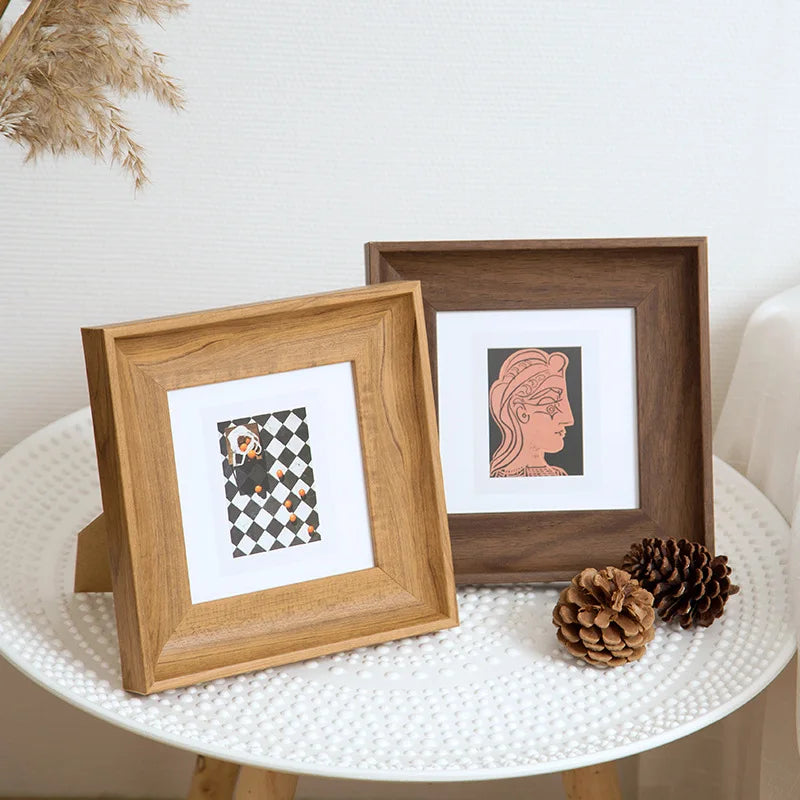 cadre photo carré résine hêtre moderne décoration maison blanc bois naturel élégant classique mur
