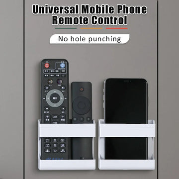 support mural adhésif blanc moderne smartphone télécommande rangement deux compartiments minimaliste