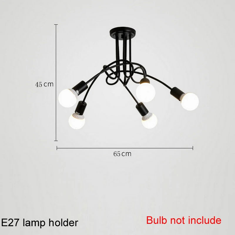 suspension lumineuse moderne noir doré ampoules blanches structure spirale fixation câbles métallique