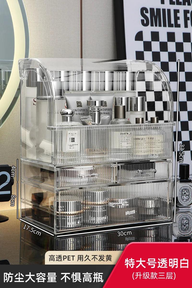 boîte rangement cosmétique noir rayures verticales moderne réutilisable plastique