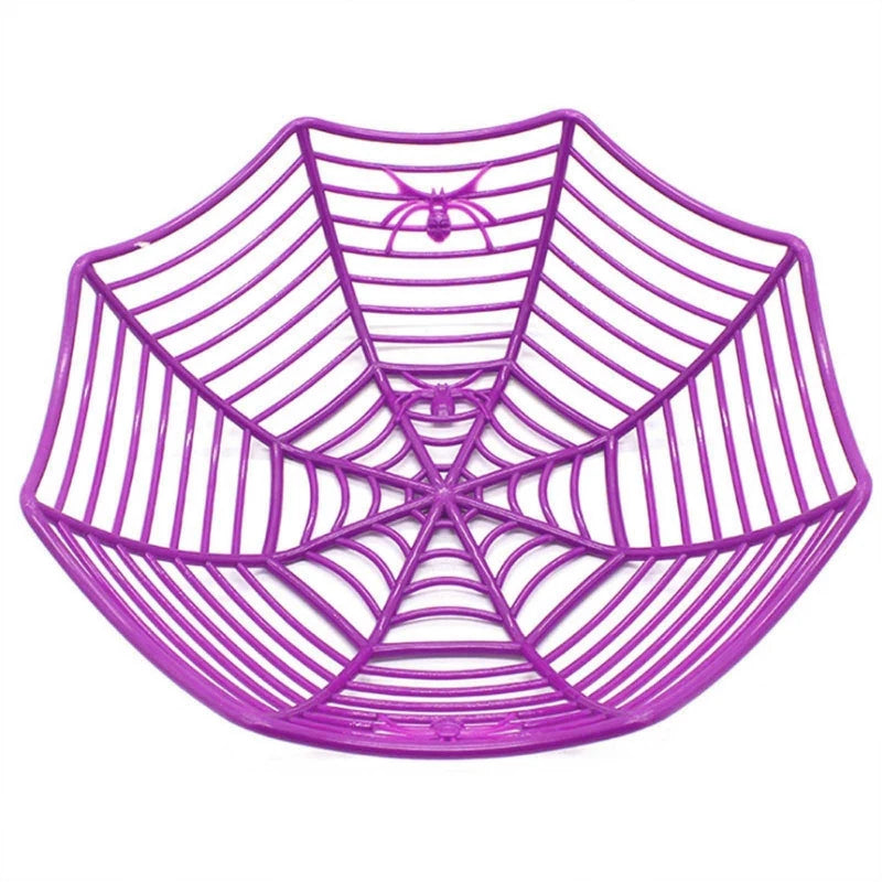 panier décoratif halloween toile d'araignée orange vert noir violet respectueux environnement multiple utilisations