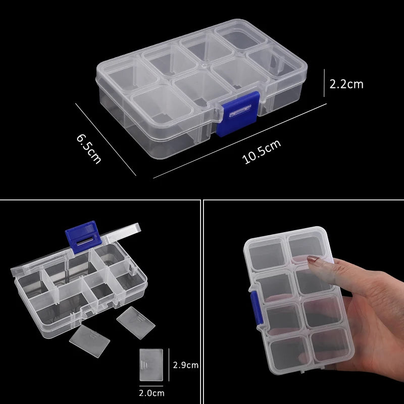 boîte rangement bijoux transparente plastique compartimentée organisateur boucles d'oreille accessoires petits objets