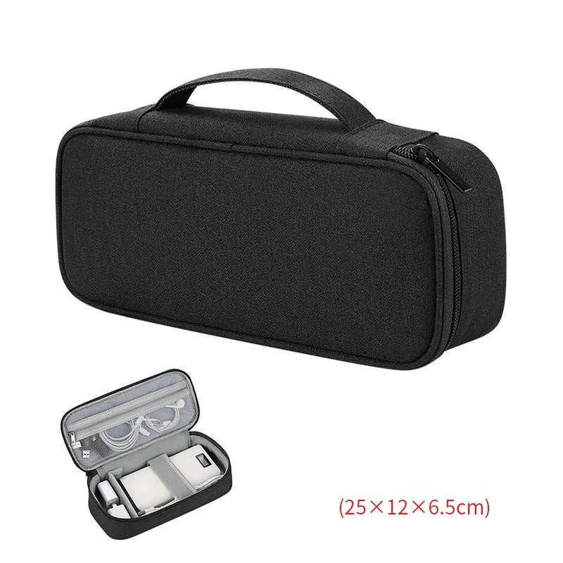 sac rangement accessoires tissu gris clair pratique ecouteurs cable usb chargeur voyage