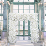 arche décorative mariage fleurs artificielles blanc rose clips chaînes extérieur classique événement anniversaire
