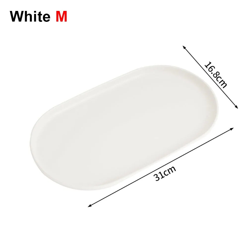 assiettes ovales modernes plastique beige marron blanc stockage cuisine plateaux rangement minimaliste