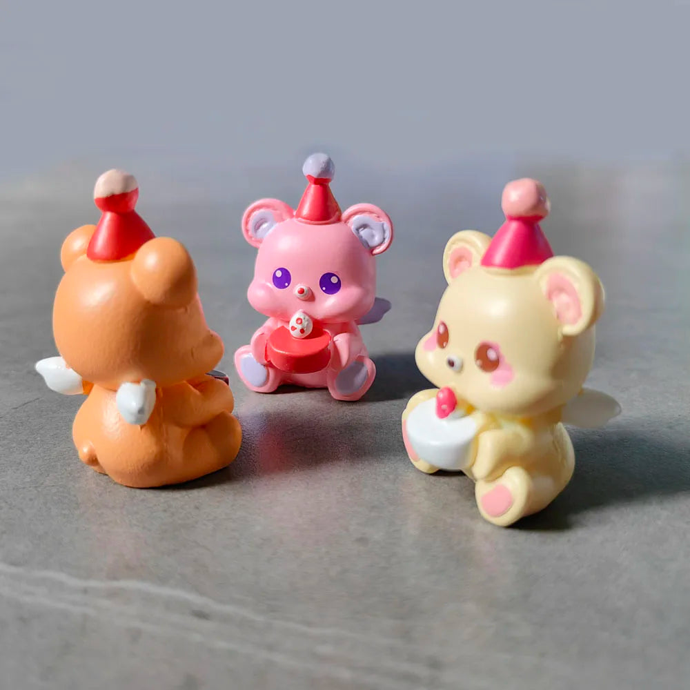 décoration gâteau résine lapin ours fée kawaii cartoon anniversaire 14+ orange rose beige bleuclair