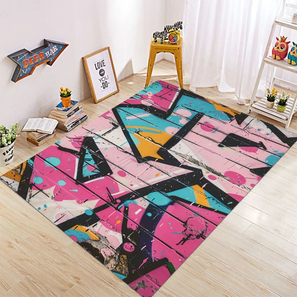 tapis moderne multicolore graphique salon chambre prière extérieur commercialisation 80x120cm 80x160cm polyester