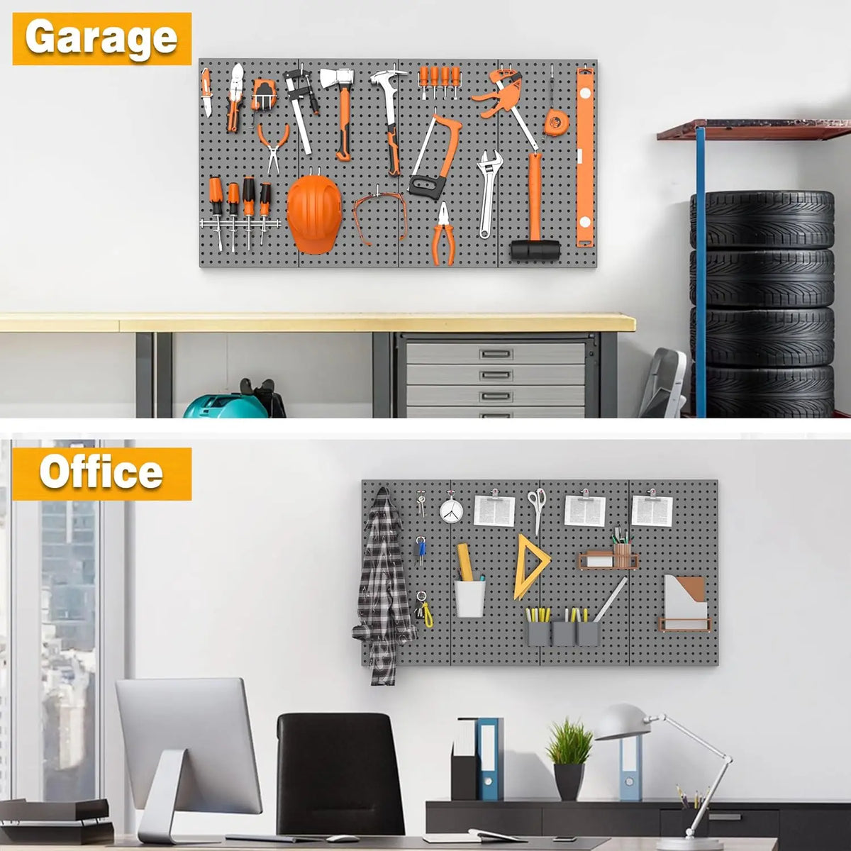 panneau rangement perforé gris moderne clips couteaux pinceaux clés bobines ciseaux porte clés porte