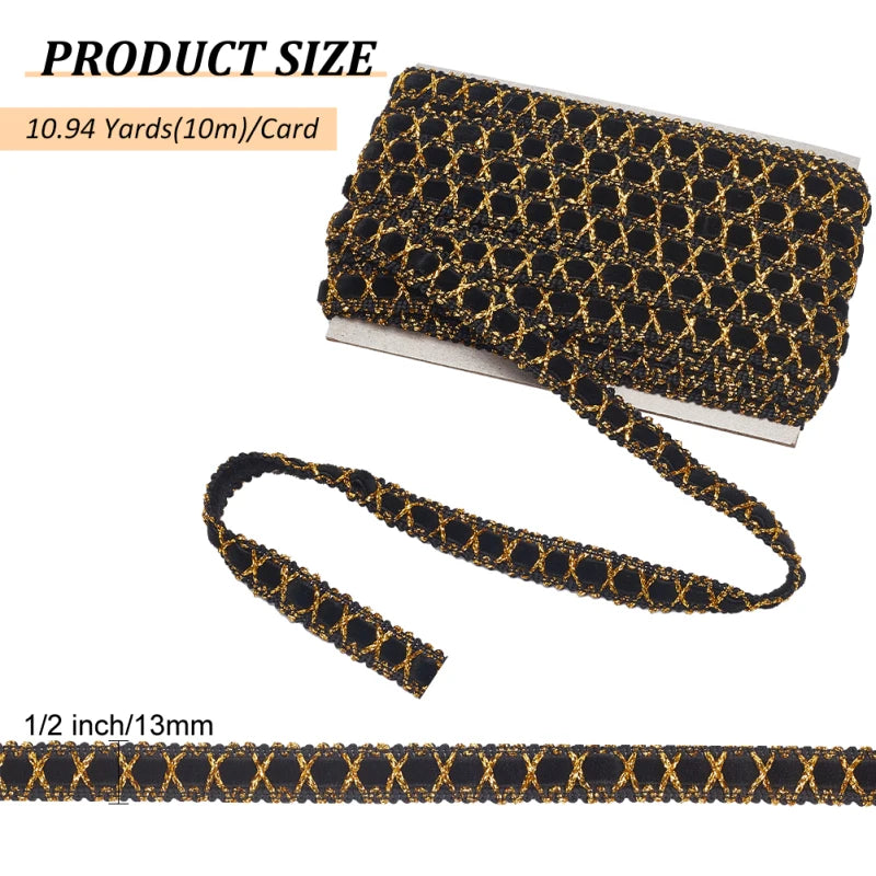 ruban décoratif classique dorées noir ruban tressé daim 13mm 10m dentelle polyesterUsageIdEOF