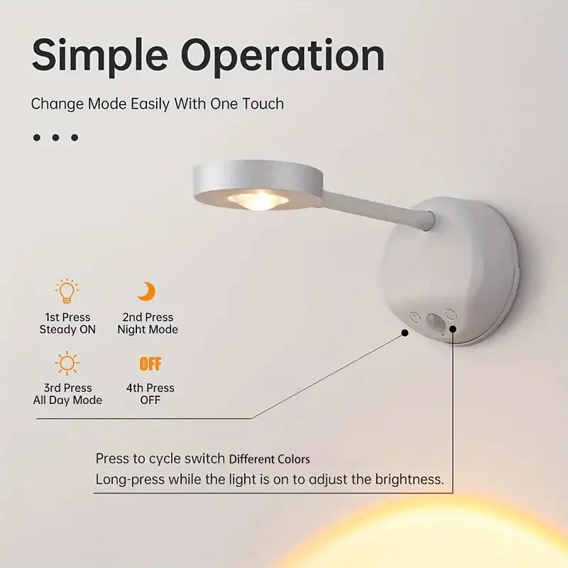 applique murale led rechargeable detection humaine couleurs rgb variante intensite moderne chambre salle manger