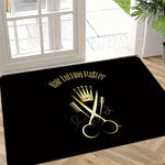 tapis moderne antidérapant polyester noir or ciseaux couronne salon intérieur extérieur lavable machine