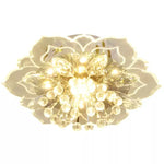 plafonnier moderne fleur cristal blanc doré transparent cuisine salon chambre