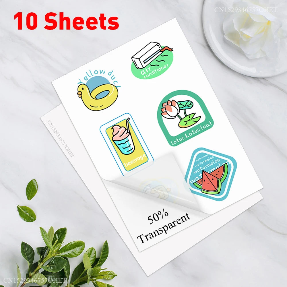 papier autocollant vinyle a4 blanc mat 50 feuilles motifs animaux fleurs décoration