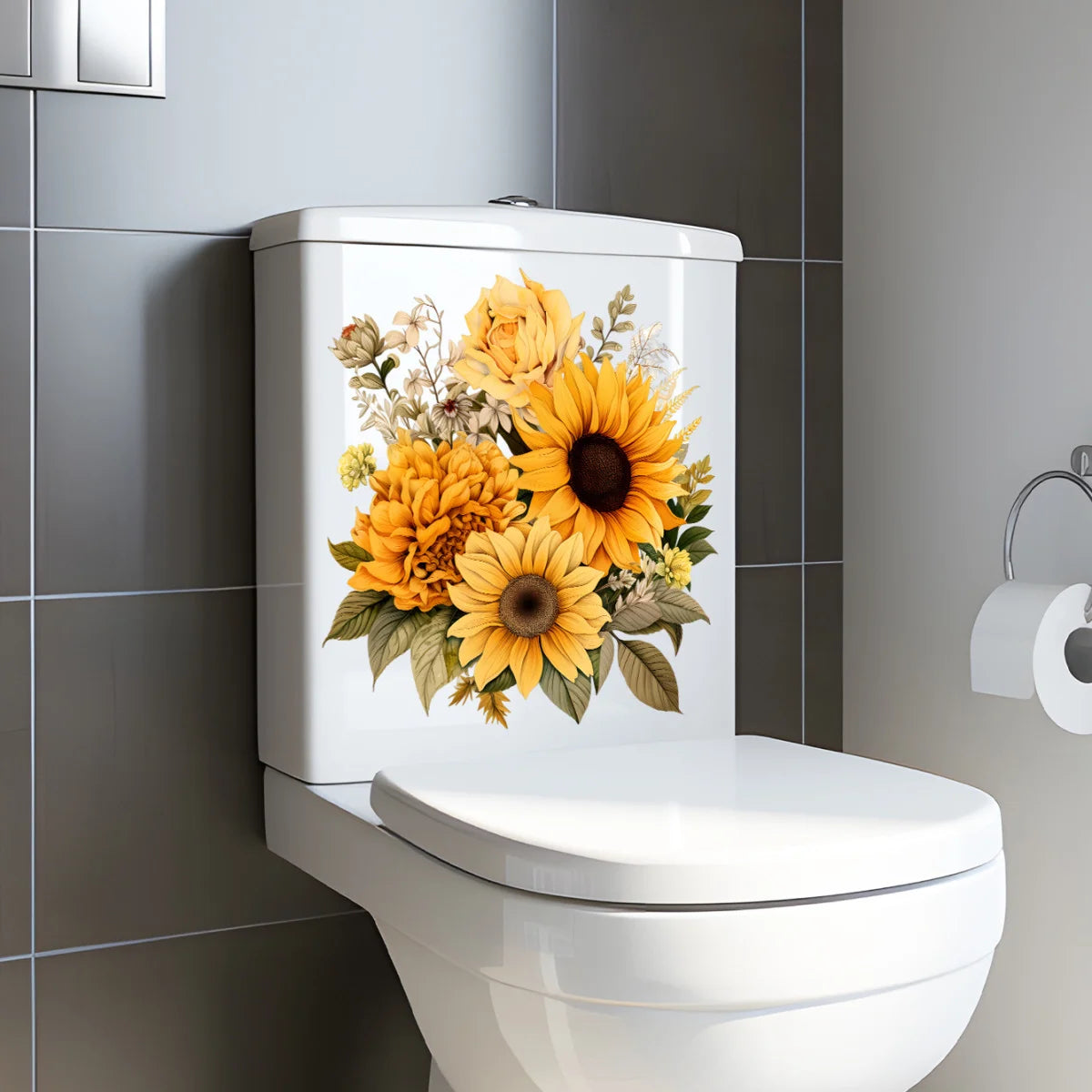 stickers decoratifs fleurs tournesols feuilles art floral stickers toilette stickers murals stickers pvc stickers