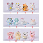 figurines animaux résine polie cartoon mignon dessin animé blanc bleu rose jaune vert accessoire