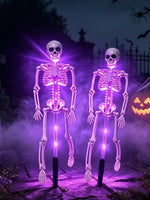 éclairage solaire squelette violet orange halloween jardin moderne translucide led allée festive