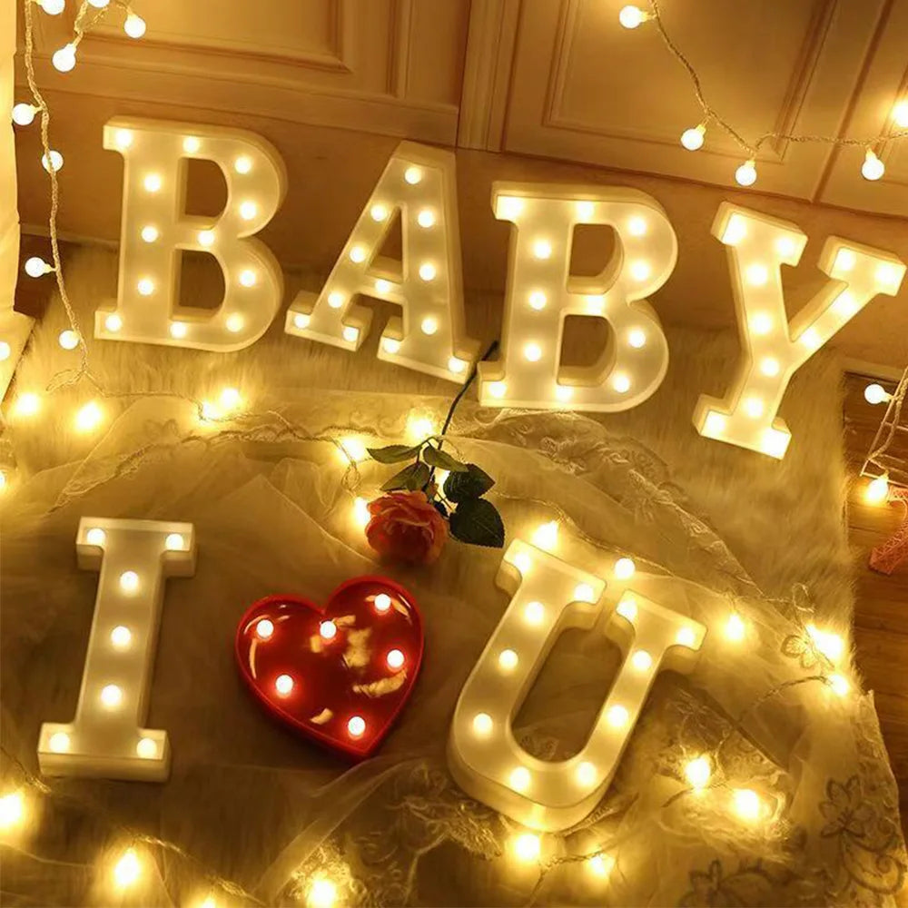 lettre lumineuse décorative led blanche rétro vintage suspendue clip fête anniversaire mariage