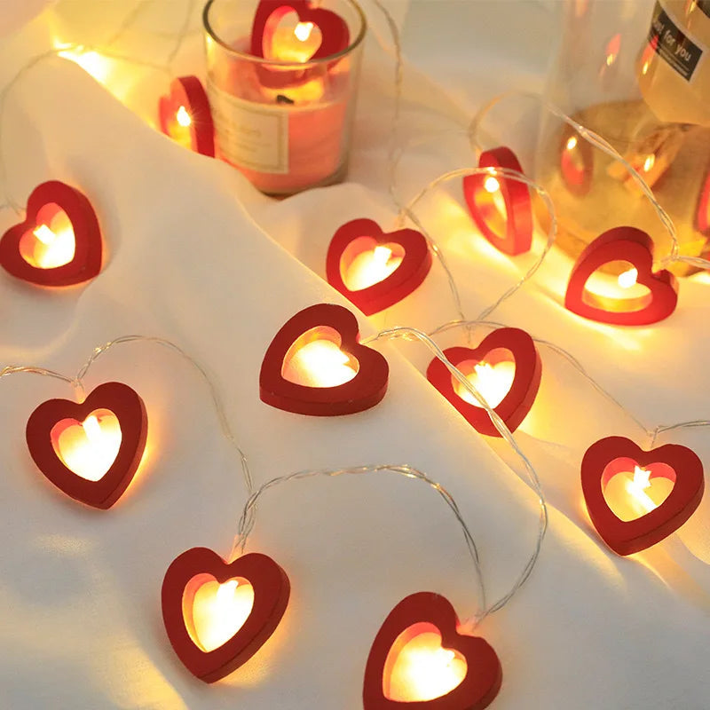 guirlande lumineuse coeurs rouge blanc mariage anniversaire valentin décoration festive