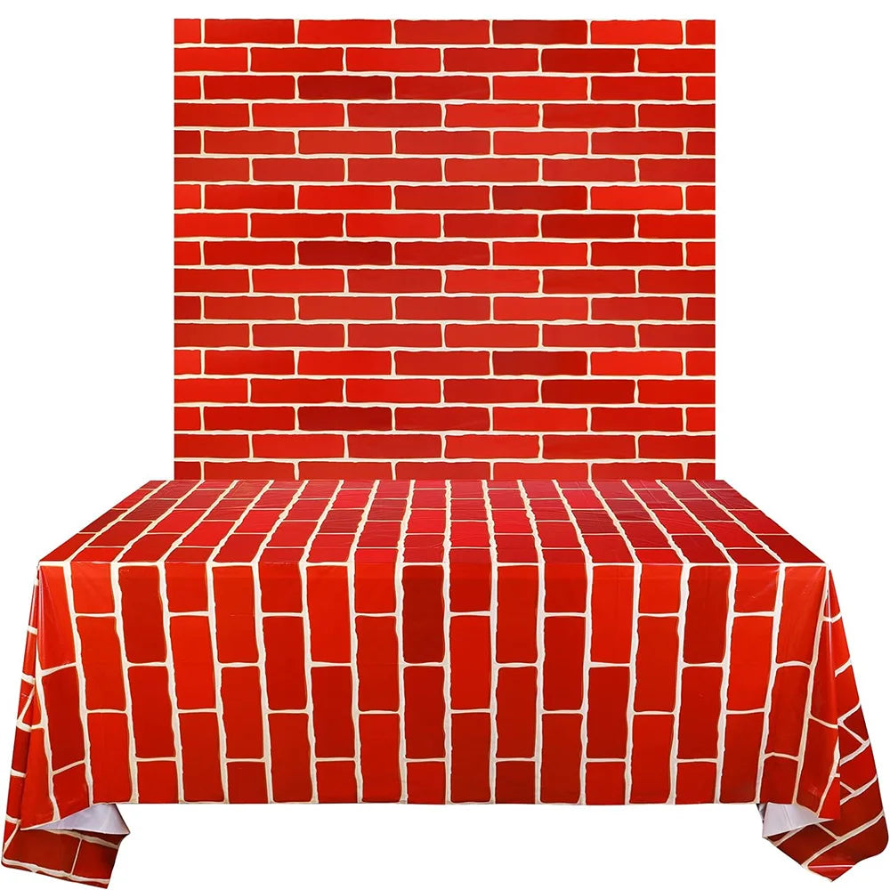 nappe rouge brique motif moderne anniversaire mariage baptême noël fête enfants