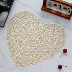 tapis table moderne élégants feuilles stylisées blanc doré respectueux environnement 4pcs