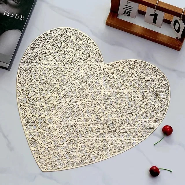 tapis table moderne élégants feuilles stylisées blanc doré respectueux environnement 4pcs