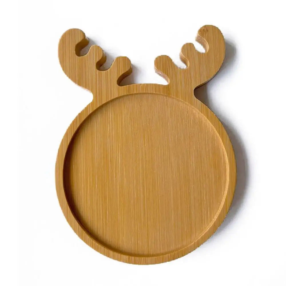 assiettes bambou naturel moderne rayures horizontales différents animaux fleur chat cerf