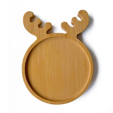 assiettes bambou naturel moderne rayures horizontales différents animaux fleur chat cerf
