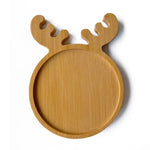 assiettes bambou naturel moderne rayures horizontales différents animaux fleur chat cerf