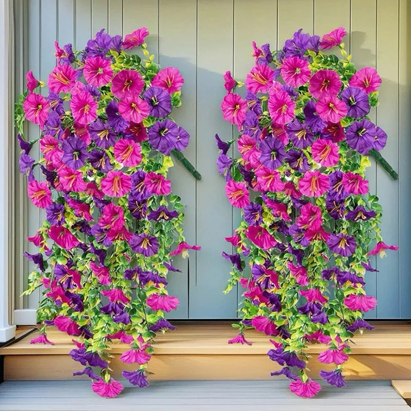 guirlande artificielle fleurs modernes rouge violet jaune rose blanche mariage anniversaire extérieur