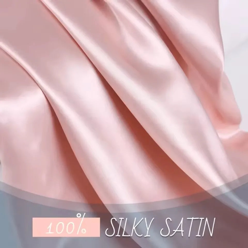 protège oreiller satin rose pâle moderne confortable lit soie douce lisse opaque couple beauté