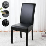 housse chaise simili cuir noir moderne imperméable élastique fauteuil salle manger