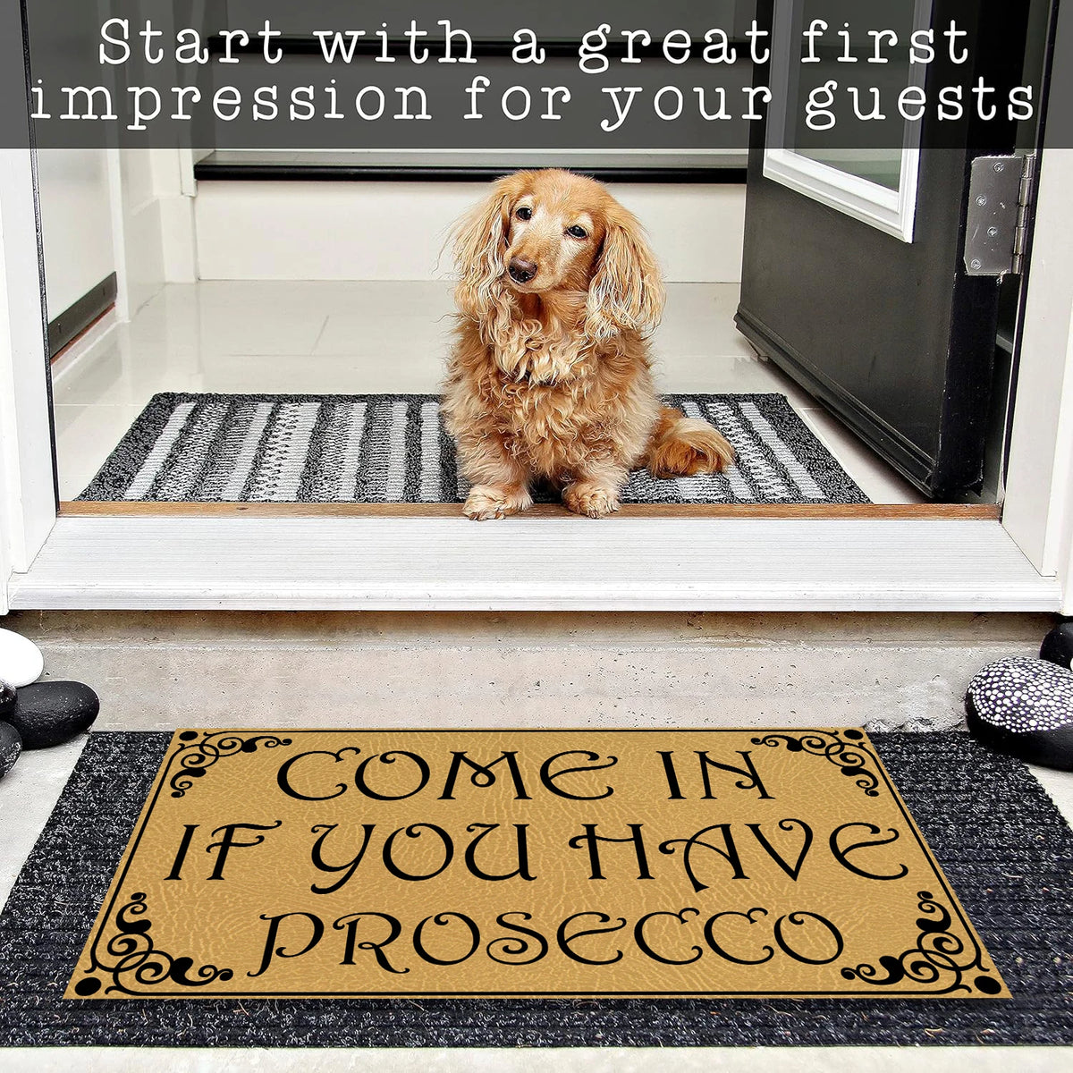 tapis bienvenue floral antidérapant extérieur intérieur humour classique prosecco come in porte