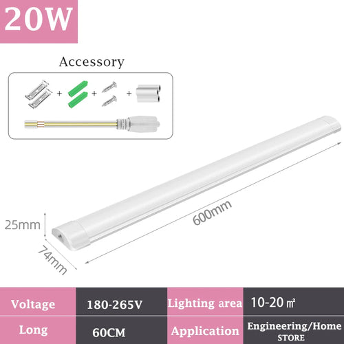 tube led blanc 120cm luminaire moderne cuisine salon éclairage intérieur linéaire plat
