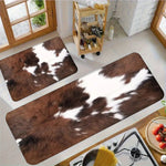 tapis sol moderne marron blanc peau vache antidérapant extérieur intérieur fleuri