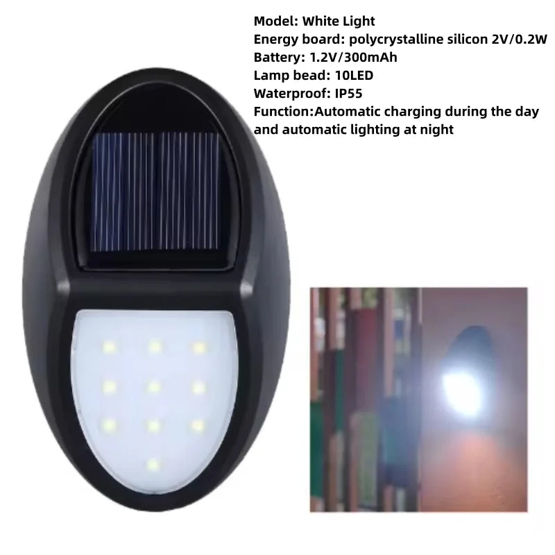 applique murale solaire noir ovale adhésif led sans câblage étancheextérieur moderne decoration