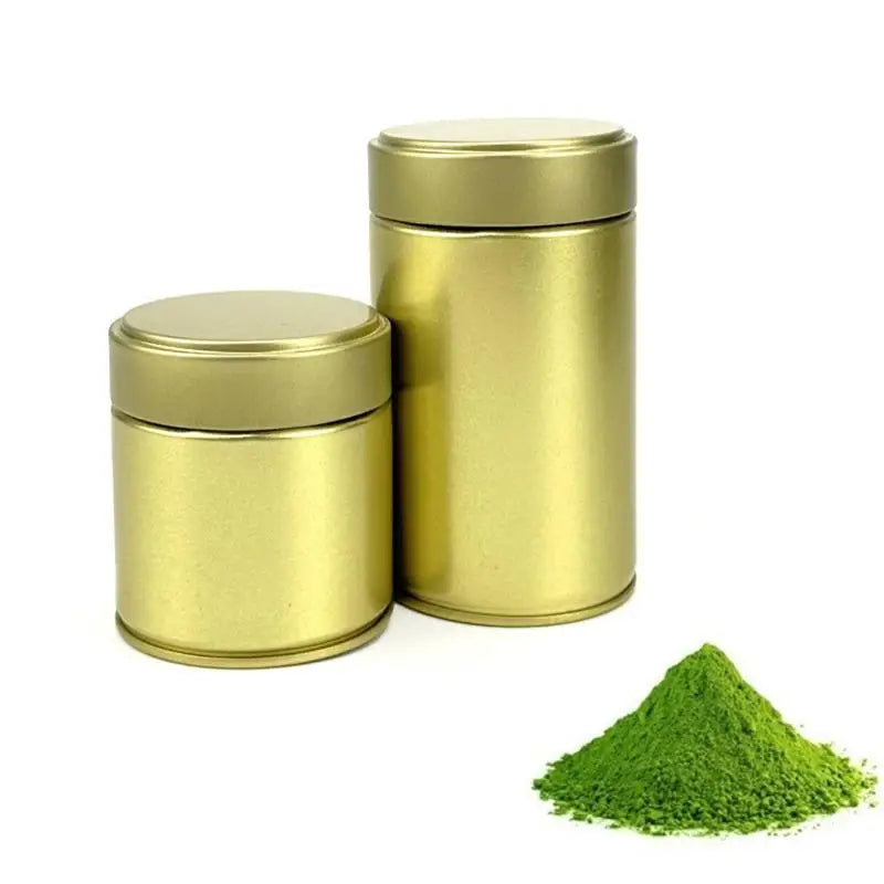 boîtes hermétiques thé matcha argent doré lisses modernes poudre thé portable rangement épices cuisine