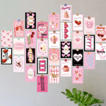 affiches kawaii girly moderne motifs fruits pompons tringle bois cartes décoratives rose rouge blanc