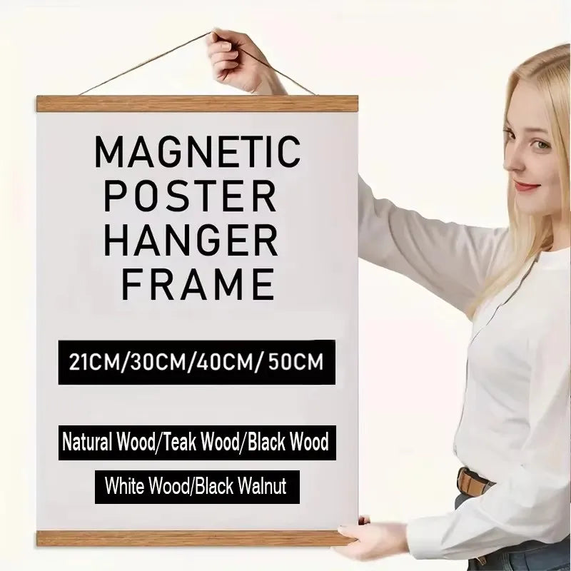 cadre magnétique affiche bois teck pine minimaliste moderne abstrait toile impression 21cm 30cm 40cm