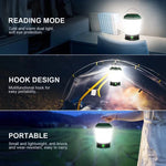 lampe camping rechargeable led vert blanc texture moderne pratique interrupteur anneau métallique étancheurgence